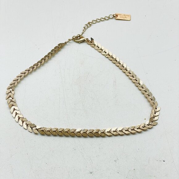 AMERICAN EAGLE Gold Tone Necklace Signed Chevron Link Chain Adjustable - Picture 2 of 7